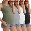 Ficerd Set da 4 Canotte Premaman Donna Senza Maniche con Arricciatura Laterale Girocollo Casual Estive Basic
