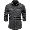Generic Camicie di Jeans da Uomo Nuove Autunno e Inverno 2023 Camicie invecchiate lavate per Uomo - Nero - M