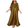 YouKD Caftano casual ricamato con motivo floreale boho spiaggia bikini copertura abito oversize da donna, C Giallo Blu, Taglia unica
