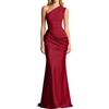 Generico Donna Abito Una Spalla Elegante Abito Senza Maniche Abiti da Ballo Vestiti Estivi Lunghi Casual Vestito da Cerimonia Vestito Aderente per Cocktail Invitata Matrimonio Party (02-RD2, L)