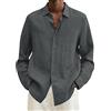 Fulidngzg Camicia Uomo Lino Manica Lunga Slim Fit Curvy Beach Casual Camicie Sportivia Elegante Estiva Camicia Tinta Unita Camicie Estive Taglie Forti vestibilità