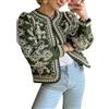 Generic Piumino trapuntato corto da donna Cappotto imbottito con stampa floreale leggera Cardigan gonfio aperto sul davanti Outwear
