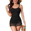 SHEKINI Costume da Bagno Intero da Donna con Coppe Incrociate vestibilità Slim Plissettato Modellante Costume da Bagno con Gonna con Gonnellino
