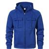 Generic Felpa da uomo con cappuccio cargo, zip completa, pesante, oversize, con tasche, pullover tattico, Blu, Large