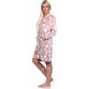 Normann Camicia da notte da donna a maniche lunghe con polsini in stile stelle, in morbido e caldo coral fleece, Colore: rosa., 48-50