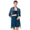 BEAUTELICATE Scialle Donna Elegante Crêpe Stola Estivo Leggera Coprispalle per Matrimonio Sposa Festa Cerimonia Abito (Blu Ottanio, Taglia unica)