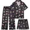 Get Trend KPOP Demon Hunters Huntrix Pigiama Bambina, Set 3 Pezzi Camicia con Bottoni, Pantaloncini e Pantaloni Pigiama, Regalo Ragazza (7-8 Anni, Nero AOP)