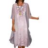 EGSDMNVSQ Vestito Estivo Donna Abito Sciolto Senza Maniche Retro Abiti Lunghi Camicetta Estivi Vestiti Stampato 2 Pezzi Tulle Cardigan+Midi Vestito