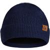 DANISH ENDURANCE Berretto Beanie in Lana Merino con Fodera in Pile, Berretto a Maglia, Berretto Invernale Uomo e Donna Blu One Size