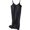Generic Abito sottoveste da donna con reggiseno integrato, senza maniche, con spalline sottili, camicia da notte morbida, per dormire e rilassarsi, Nero , L