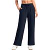 Generisch Pantaloni estivi da donna, leggeri, con protezione UV UPF50+, gamba dritta con tasche laterali e spacchi laterali, pantaloni leggeri con elastico in vita e coulisse, elastico in vita, pantaloni per