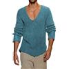 Darringls Maglione da uomo vintage con scollo a V a maniche lunghe strappato maglione a maglia primavera autunno maglione uomo maniche lunghe profondo scollo a V solido maglia uomo maglione casual uomo maglione