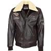 House Of Leather Giacca bomber da uomo in vera pelle con colletto staccabile, stile aviatore Pilot-N