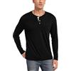 WAZZAP Maglietta Uomo Manica Lunga Henley Slim Fit T-Shirt Bottoni Casual con Girocollo