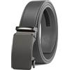 JUKMO Cintura da uomo a cricchetto in pelle da 35 mm con fibbia a scorrimento originale in confezione regalo (Ottagono - Grigio, M-36 to 42 Vita (Lunghezza 49))