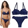 JADEA Coordinato Intimo Donna Completo Reggiseno Balconcino e Brasiliano 4678 (Blu, 44-M-3)