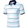 Generic Polo da uomo a maniche corte a righe, elegante a righe orizzontali con colletto con bottoni, polo alla moda da uomo, comoda e versatile per ogni stagione, Azzurro, L