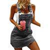 shownicer Vestito Salopette de Denim Donna Senza Maniche Abito di Jeans Estiva Casual Gonna Corta Moda Buco Strappato Vestito Scamiciato di Jeans Pantaloncini A Nero M