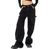 Nina Carter YY301 Jeans da donna a vita alta Carpenter - Jeans larghi elasticizzati in look usato con leg flared