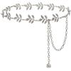 HIQUACC Catena in metallo per cintura per il corpo, accessori per donne e ragazze, Foglia argento, S: 41.3 in/105 cm
