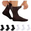 CALZITALY, PACK 3/6 PAIA Calze Senza Bordo Elastico, Calze Sanitarie Unisex, Calzini per Diabetici in Cotone | Nero, Bianco, Naturale | Made in Italy (6 Paia - 3 Nero+3 Bianco, 35-38)