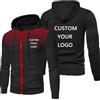 Custom Personalizzato Logo Uomo Felpe con Cappuccio Personalizzate Primavera Autunno Manica Lunga Felpa Taglio Slim Casual Sport Zip All'aperto Top Cappotto Nero Bianco