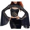 FENXIXIONE Coprispalle Gotico Da Donna Gotico Cardigan In Pizzo Maglia A Campana Scialle Con Maniche A Rete Top Y2k Camicia Punk (M,Nero 9)