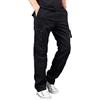 Elonglin - Pantaloni da lavoro da uomo in cotone Cargo, multitasche, stile militare Nero S