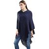 Relarr Maglioni da donna larghi, grandi e puri lavorati a maglia e pullover da donna poncho avvolgente con paillettes top, Blu, One Size, 90*90cm 0.315kg
