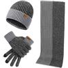 LumiSyne Invernali 3 Pezzo Cappello Sciarpa Guanti Per Uomo Donna Moda Semplice Jacquard Bicolore Guanti Touch Screen Sciarpa Lunga Cappello In Maglia Berretto Beanie Ispessita e Morbida