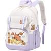 Generic Capybara - Zaino per bambini, grande capacità, leggero, per studenti, carino e alla moda, per ragazzi e ragazze, Viola, L