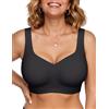 Vertvie Reggiseno Jelly da donna, riduttore di taglia grande, morbido, senza ferretto, reggiseno push-up a sostegno completo, reggiseno con copertura posteriore per età avanzata, nero, 4C