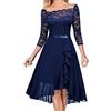 HAOLEI Vestito Matrimonio Donna Elegante in Pizzo Abito Cerimonia Formale Lunghi Scollo a V Mezze Maniche Cocktail Taglie Forti Curvy con Corsetto
