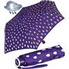 iX-brella Mini ombrello per bambini Safety Reflex, extra leggero, Gocce di pioggia viola, 95 cm