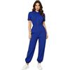 Loodgao Tuta Scrub Infermiera Donna Jogger con Tasche Multiple e Zip Frontale e Vita Elastica Uniforme Lavoro Medica Sanitaria Tuta da Meccanico per Ospedale e Officina