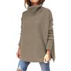 LILLUSORY Maglioni oversize da donna a collo alto 2022 manica lunga a pipistrello orlo rovesciato tunica Pullover maglione maglia top, Khaki chiaro , XS