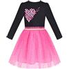 Sunny Fashion Vestito Bambina Nero Cuore Rosa lustrino Tulle San Valentino 8 anni