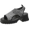 Generic Scarpe da donna sandali con tacco spesso estivi lavorati a maglia traspirante fondo spesso sport tempo libero bocca di pesce scarpe da spiaggia sandali con cinturino da donna, Grigio scuro, 37.5/36 EU