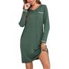 Demegimi Camicia da Notte Donna Lunga Camicie da Notte con Scollo a V Camice da Notte in Cotone Invernale Pigiama Lungo Vestaglie per Casa e Casuale