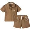 Volunboy Completo Bambino in Tessuto Spugna, Camicia con Collo Gabbiano e Pantaloncini con Vita Elastica per Spiaggia e Tempo