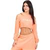 FGM04 Felpa Crop Spalle Scoperte Jasmine Donna (M-L, Pesca)