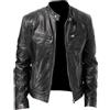 OHXSM Giacca da Uomo in Pelle Con Colletto Rialzato - Giacca da Moto in Ecopelle Casual Con Tasche Con Cerniera - Leggera per Autunno Inverno