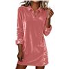 Fulidngzg Vestito Paillettes Donna Elegante Collo Polo e Maniche Lunghe Vestiti Eleganti Casual Abito Curvy Inverno con Glitter Abito Moda Comode per Casa Lavoro Carnevale Capodanno Discoteca
