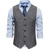 KBOPLEMQ Gilet da uomo, casual, in lana, a quadretti, in tweed, grigio., L
