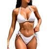 Rayson Donna Costume da Bagno Sexy 2 Pezzi Elegante Tie Triangolo Bikini di Perle Imbottito Colore Puro Spiaggia a Vita Bassa