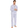 GLOBAL Pigiama Uomo Abbottonata 100% Cotone Lungo Set Pigiami Bottoni Classici Due Pezzi Lingerie Maniche Lunghe Pantaloni Coulisse Pigiami da Notte Traspirante da Uomo Pjs Set S-XXL