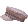Paowsietiviity Berretti da Capitano Marinaio in Cotone e Lino Cappelli Basco Bretone Retrò Cappello a Parte Superiore Piatta Newsboy Pescatore Unisex, malva pallido