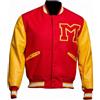 ZM ATTIRE Thriller MJ, Giacca Varsity Letterman Rosso in Lana, Bomber per Concerti, Cosplay, Costume di Halloween Giallo