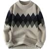 Generisch Maglione da uomo con motivo a rombi, morbido maglione con colletto alto, maglione invernale per un look casual