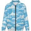 KETAFOUND Felpa Uomo con Zip Cerniera Tasche sul Davanti Nuvole Sognanti Manica Lunga Giacca Leggera semplicità da Cartone Animato Casual Felpe Sportive con Cappuccio Hoodie Azzurro Cielo